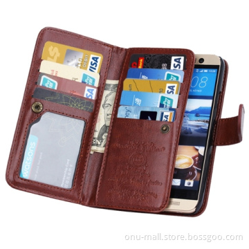 New 9 cards slots Crazy Horse Texture Flip Leather case for HTC One M9 case